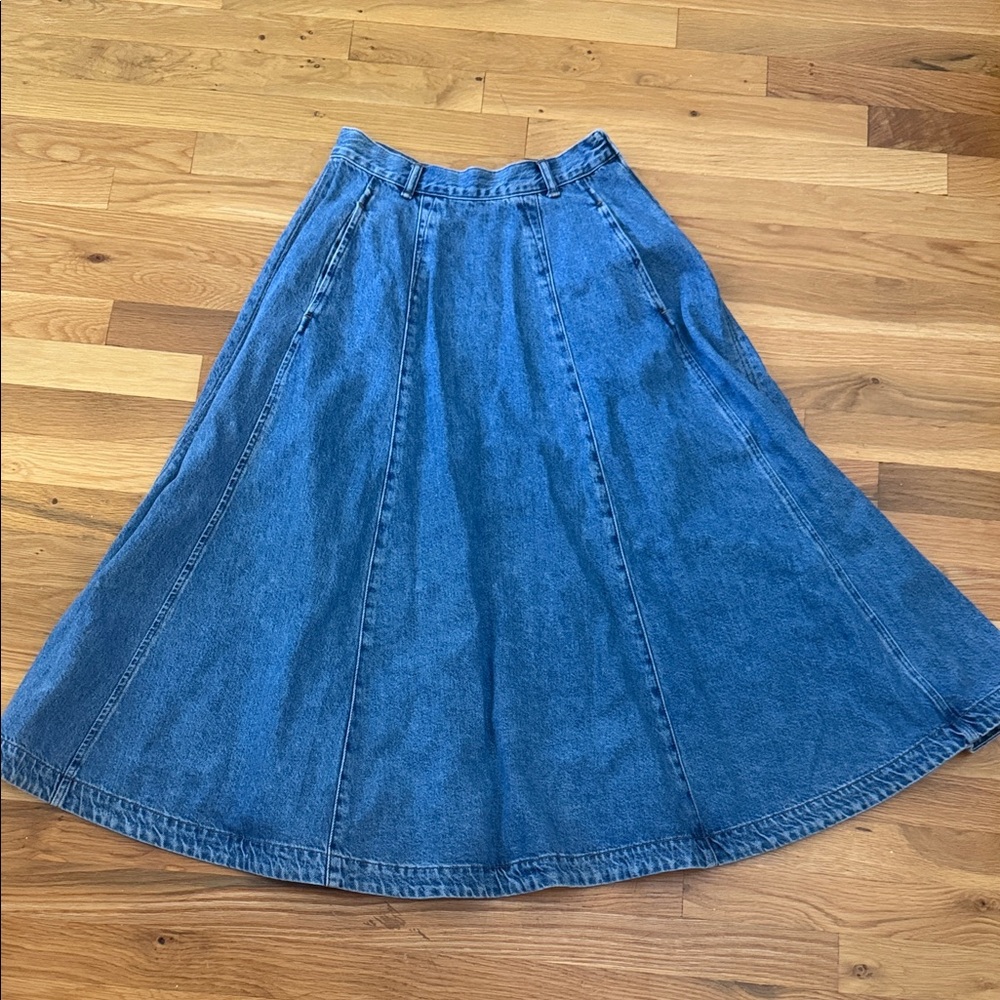 Madewell Flared Denim Midi Skirt